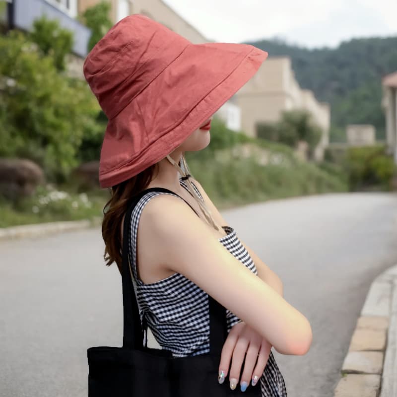 Double-sided travel fashionable beach sun hat, Korean style 4
