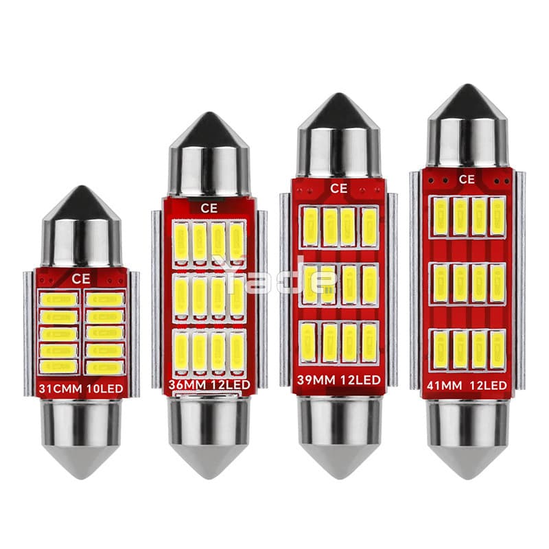 Auto LED dual-pointed fiber 4014-12smd indoor roof license plate lamp Lightless decoding dual-pointed reading light 2