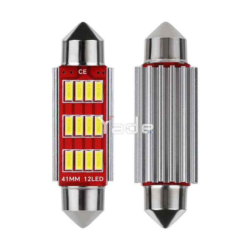 Auto LED dual-pointed fiber 4014-12smd indoor roof license plate lamp Lightless decoding dual-pointed reading light 5