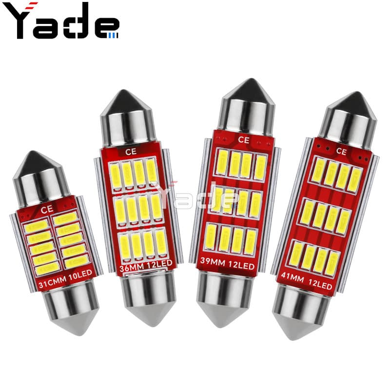 Auto LED dual-pointed fiber 4014-12smd indoor roof license plate lamp Lightless decoding dual-pointed reading light