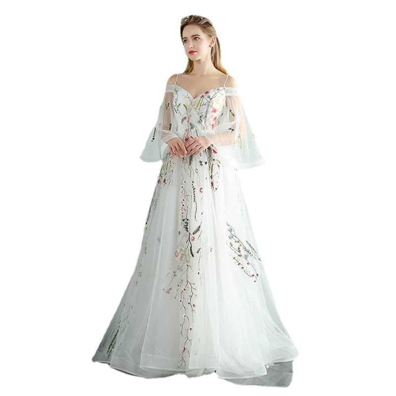 Evening dress, white wedding dress for bride, slim fit 5
