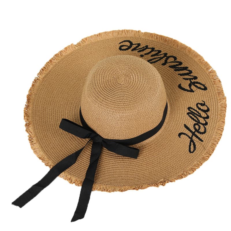 Straw Hat Ms. Bladder Bladder Big Circular Ding Ding Sunflowing Beach Alphabes Big Eaves Seaside Shelter Tide 5