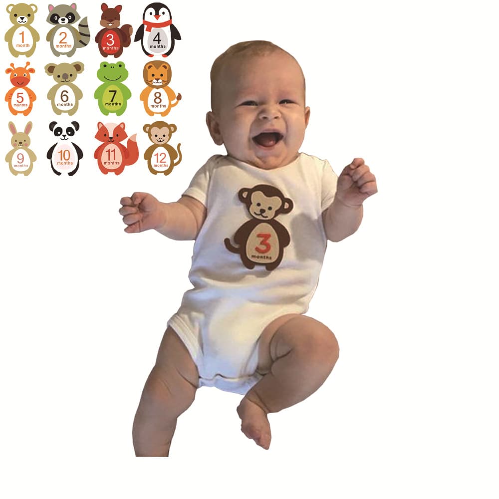 Newborn three -dimensional monthly digital diligently non -drying milestone milestone stickers sticker baby tights cartoon commemorative sticker 4