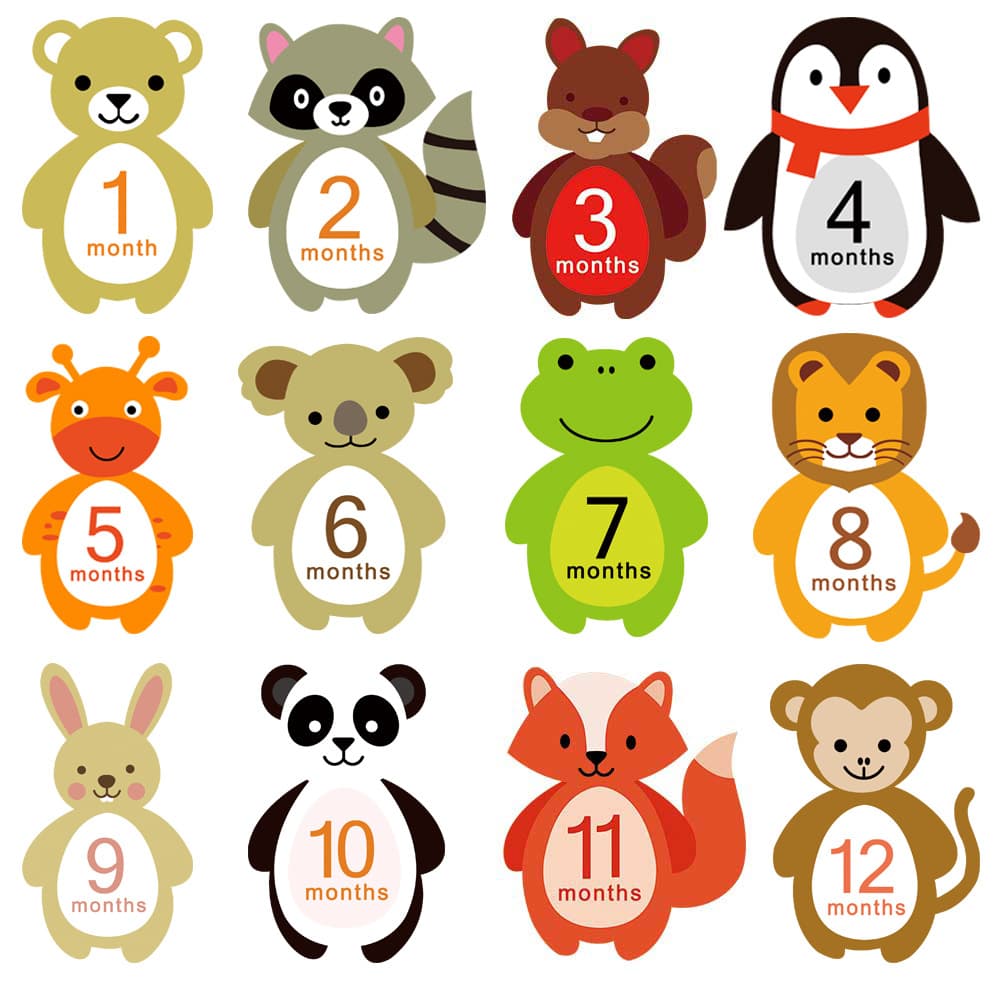 Newborn three -dimensional monthly digital diligently non -drying milestone milestone stickers sticker baby tights cartoon commemorative sticker 5