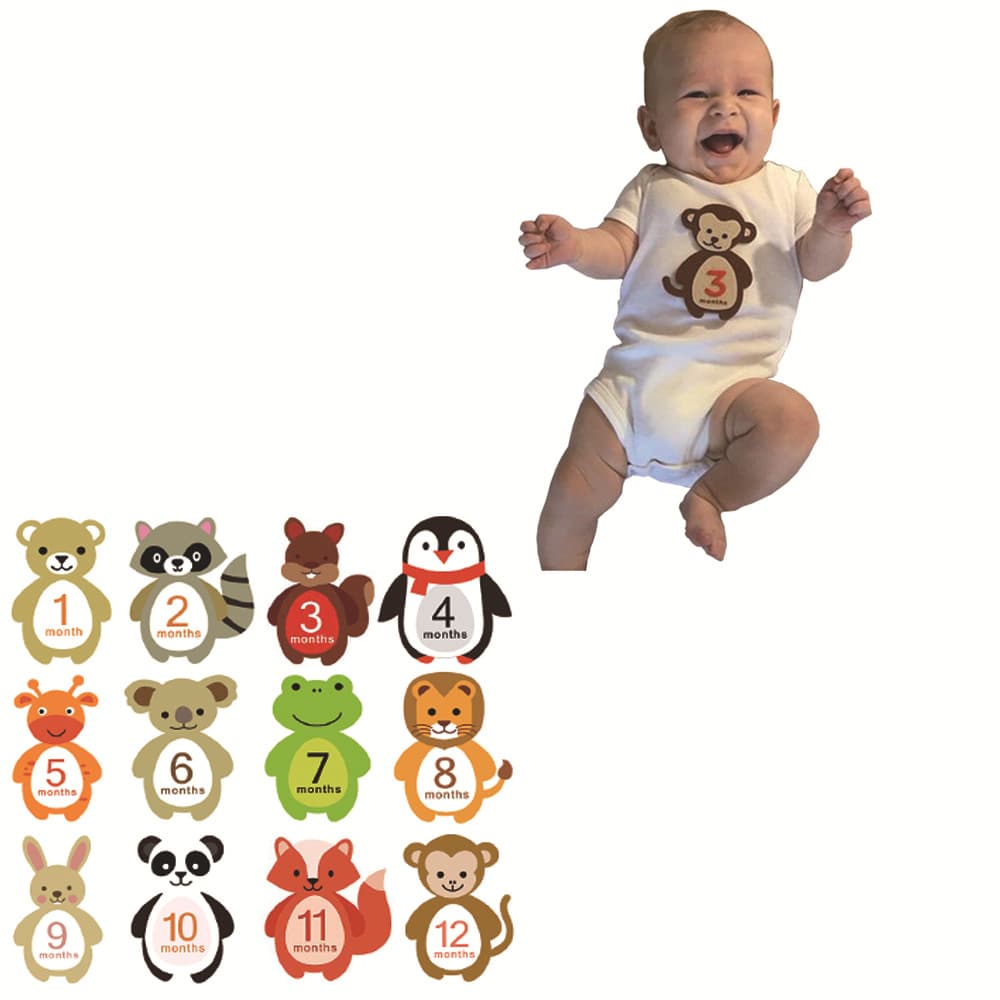 Newborn three -dimensional monthly digital diligently non -drying milestone milestone stickers sticker baby tights cartoon commemorative sticker