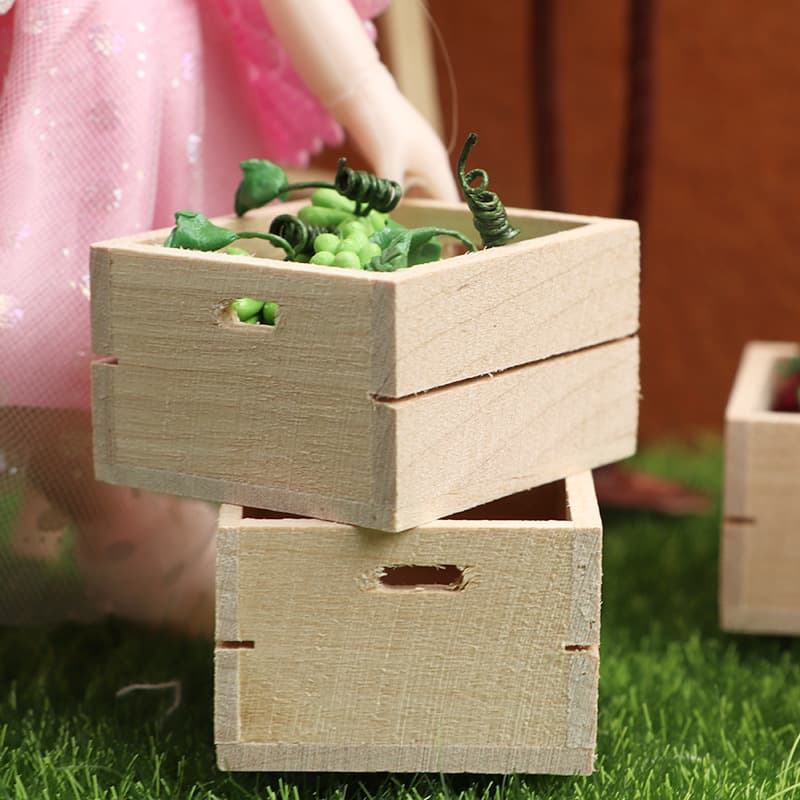 1:12 Doll House MINIATURE FURNITURE Fruit and Vegetable Wooden Box Storage solid wood box 2