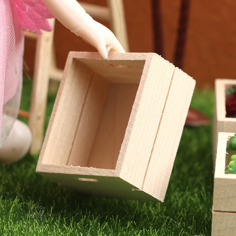 1:12 Doll House MINIATURE FURNITURE Fruit and Vegetable Wooden Box Storage solid wood box 3