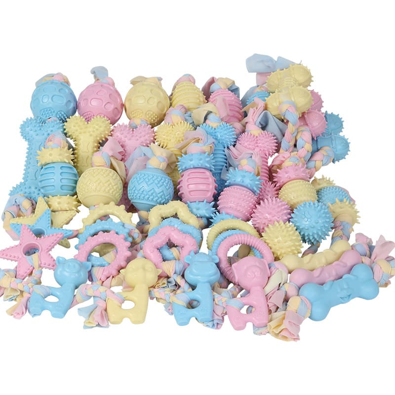 Manufacturer wholesale dog pet cotton toys wholesale knotted pet teeth cleaning toys TPR teething dog toys 5
