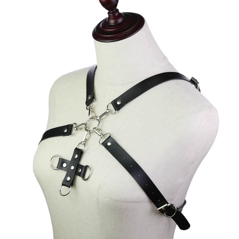 T-shirt, brace, belt, chest strap, suspenders, punk style, tight 2