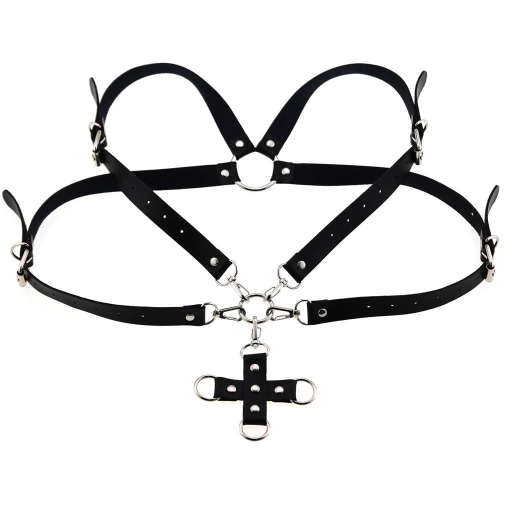 T-shirt, brace, belt, chest strap, suspenders, punk style, tight 4