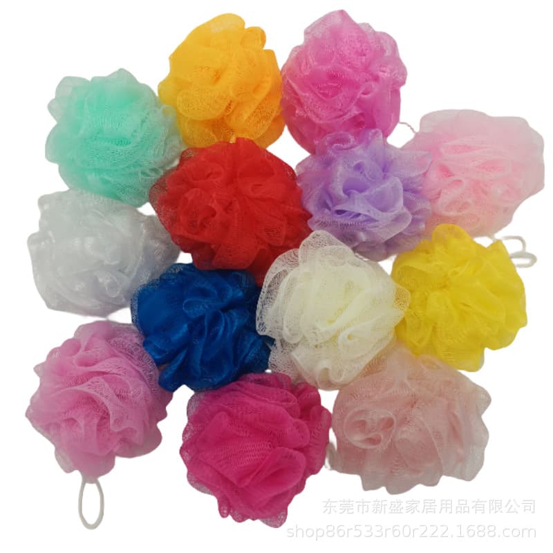 Factory hot -selling monochrome and mixed color bath flower PE bath ball shower supplies (color specifications can be fixed) 1
