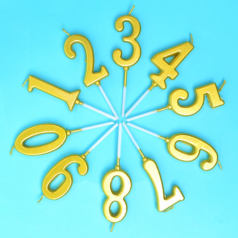 Golden Digital Candle 0-9 Digital Birthday Candle Cake Decoration Plug-in Gold Candle PVC Box 2
