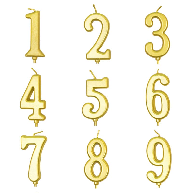 Golden Digital Candle 0-9 Digital Birthday Candle Cake Decoration Plug-in Gold Candle PVC Box 5