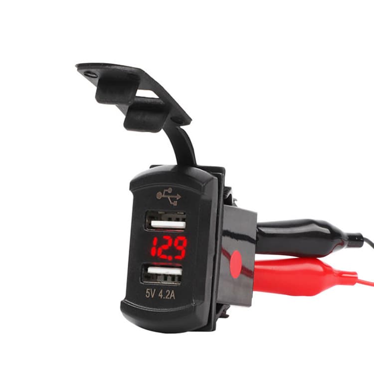 Waterproof switch -shaped dual USB with voltage display vehicle modified mobile phone charger charging 3