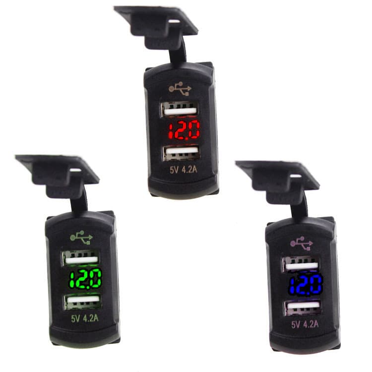 Waterproof switch -shaped dual USB with voltage display vehicle modified mobile phone charger charging 1