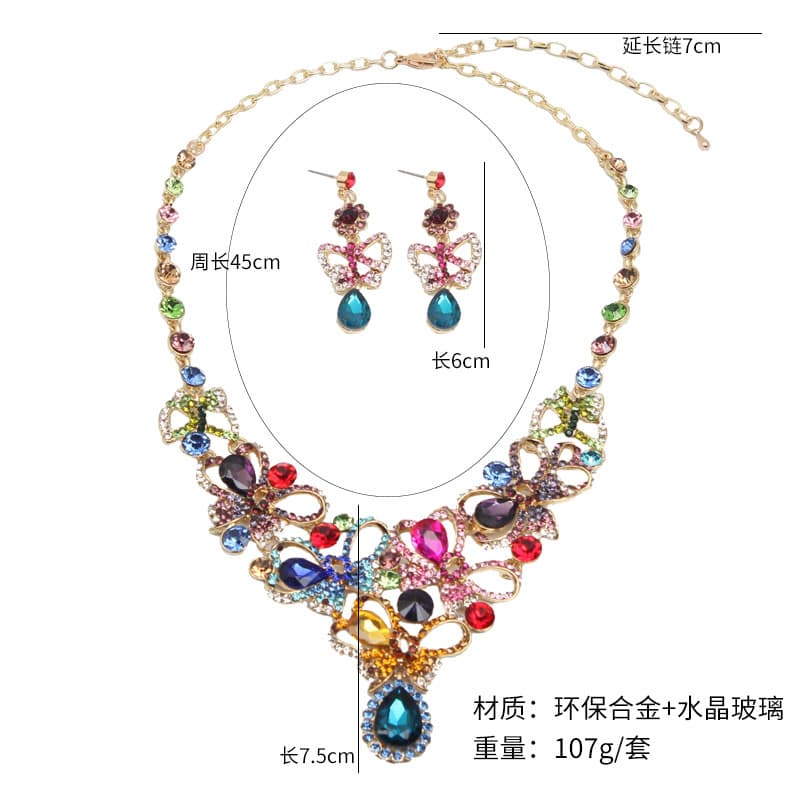 (Cross-border trading), necklace and earrings, set, dress for bride, accessory, European style 4