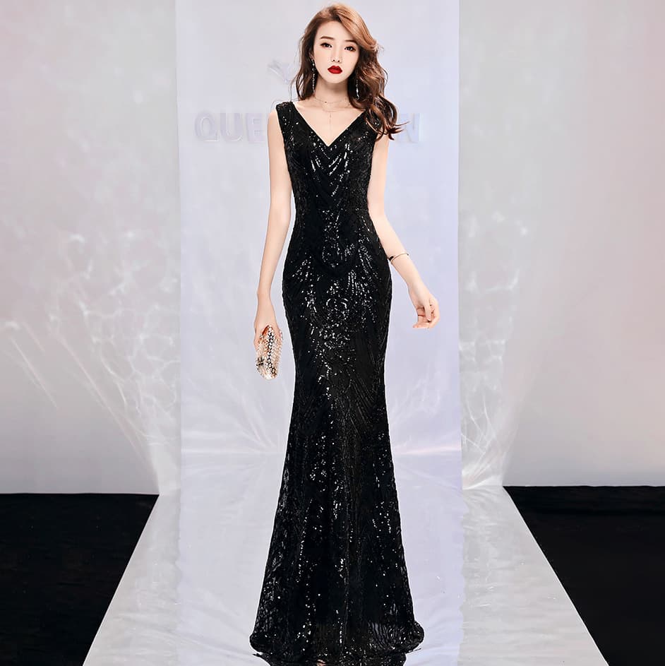 Summer fitted long fashionable evening dress, "fish tail" cut 5