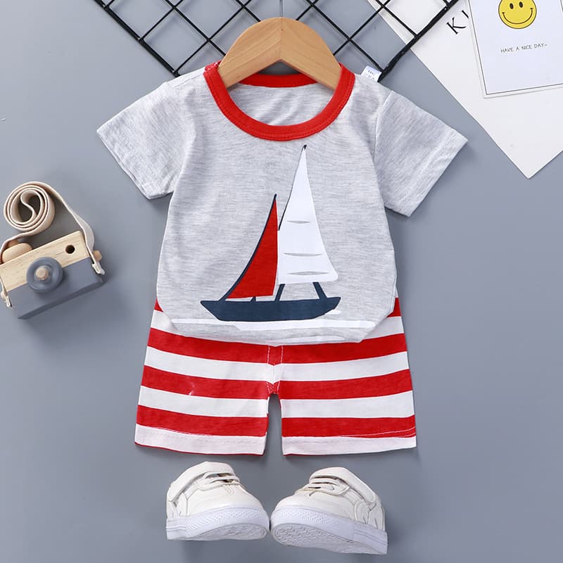 Summer children's cartoon T-shirt, set for men and women, pijama, sleeves, direct factory sales, children's clothing 3