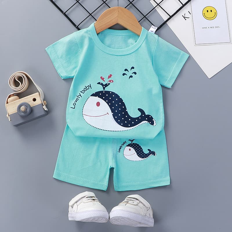 Summer children's cartoon T-shirt, set for men and women, pijama, sleeves, direct factory sales, children's clothing 4