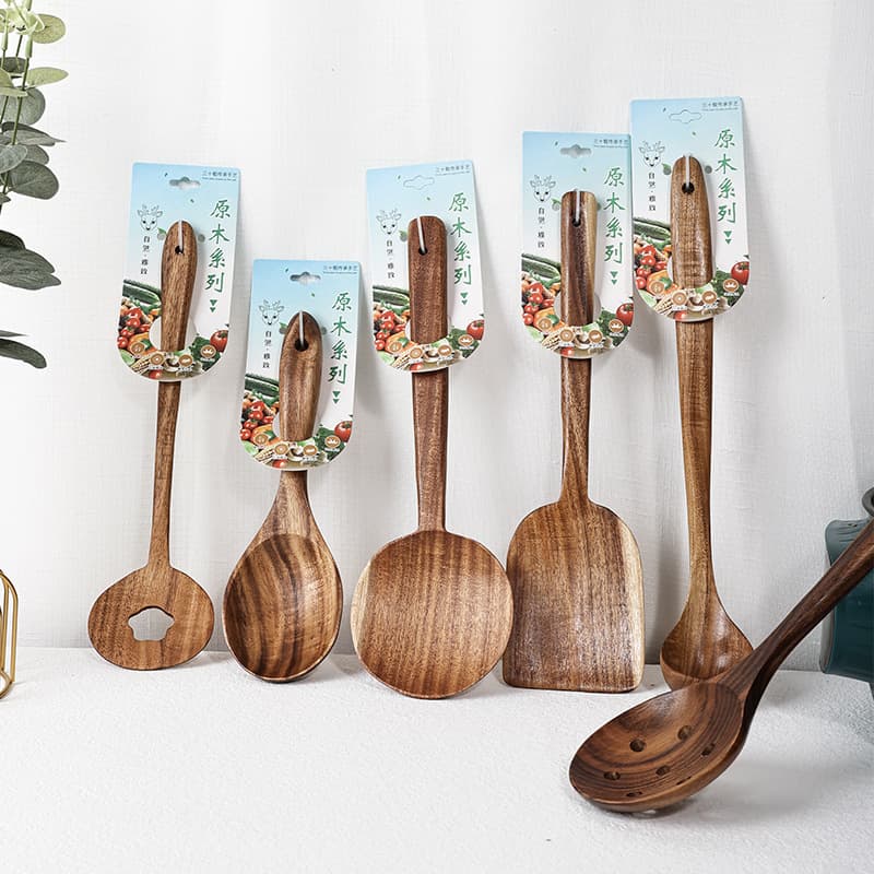 Teak non -stick pot wooden pot spoon spoon long handle salad mixing spoon shovel house cooking kitchenware 2