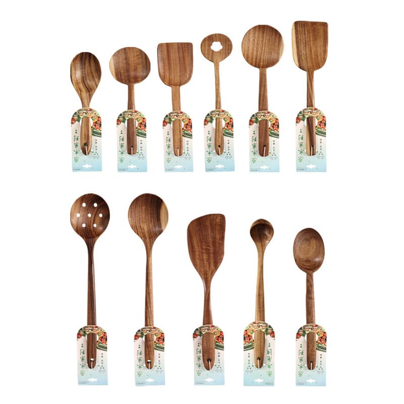 Teak non -stick pot wooden pot spoon spoon long handle salad mixing spoon shovel house cooking kitchenware 5