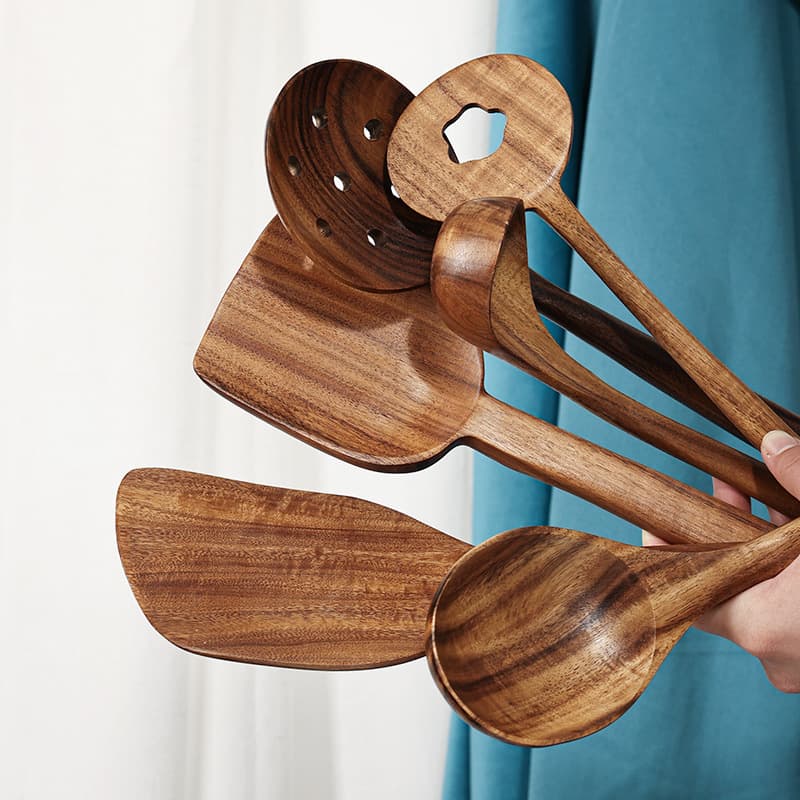 Teak non -stick pot wooden pot spoon spoon long handle salad mixing spoon shovel house cooking kitchenware