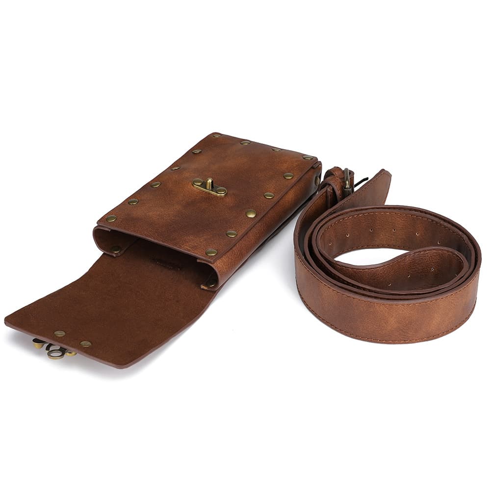 Brown mobile phone, sports wallet for leisure, small belt bag, punk style 5