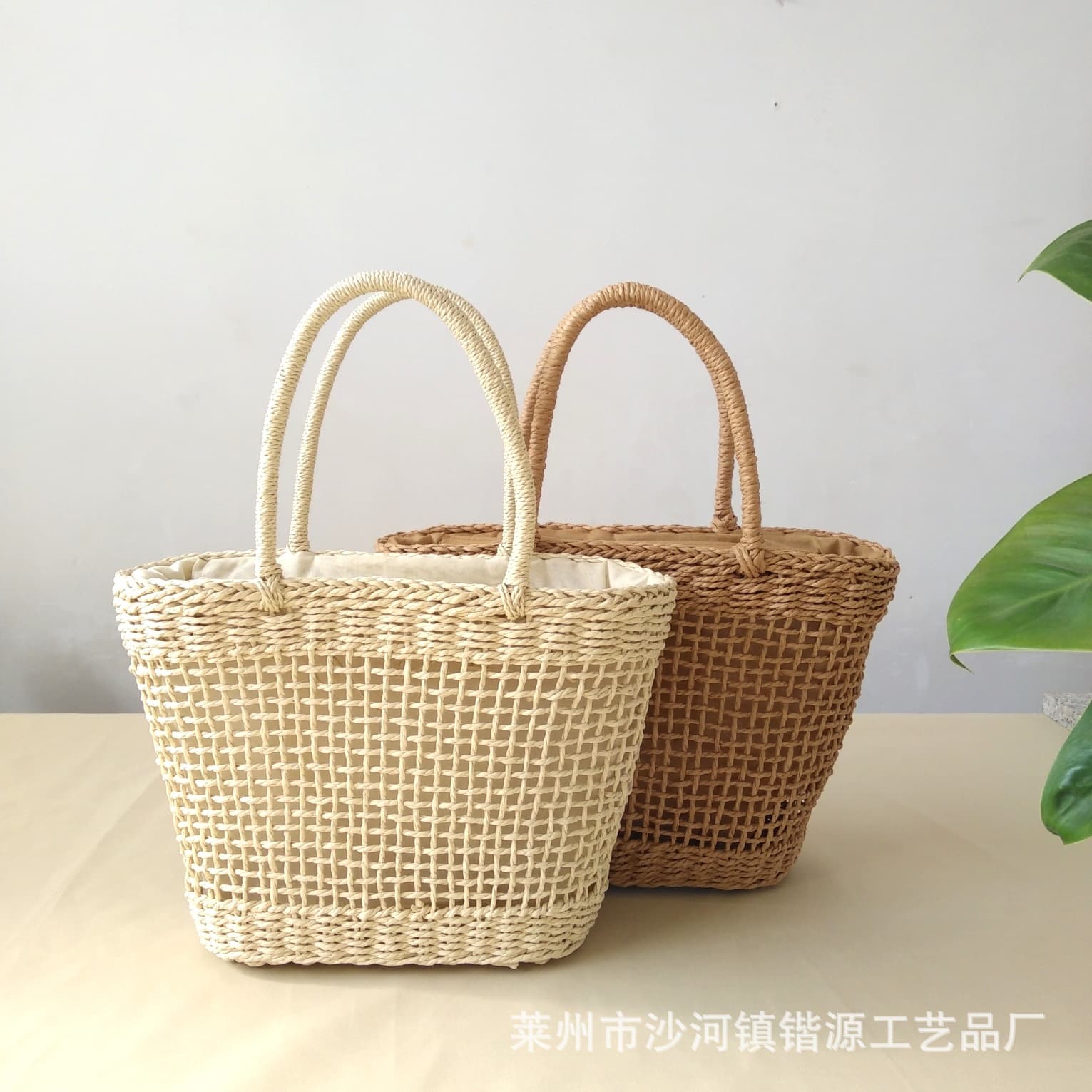 Summer handheld basket, fashionable beach straw shoulder bag
