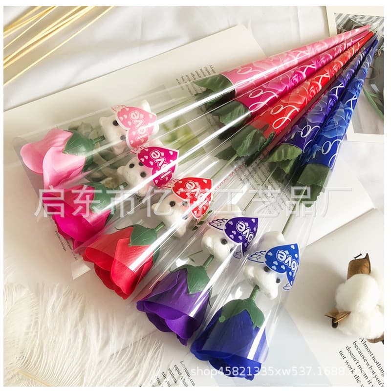 Soap contains rose for St. Valentine's Day, with little bears, Birthday gift, creative gift 5