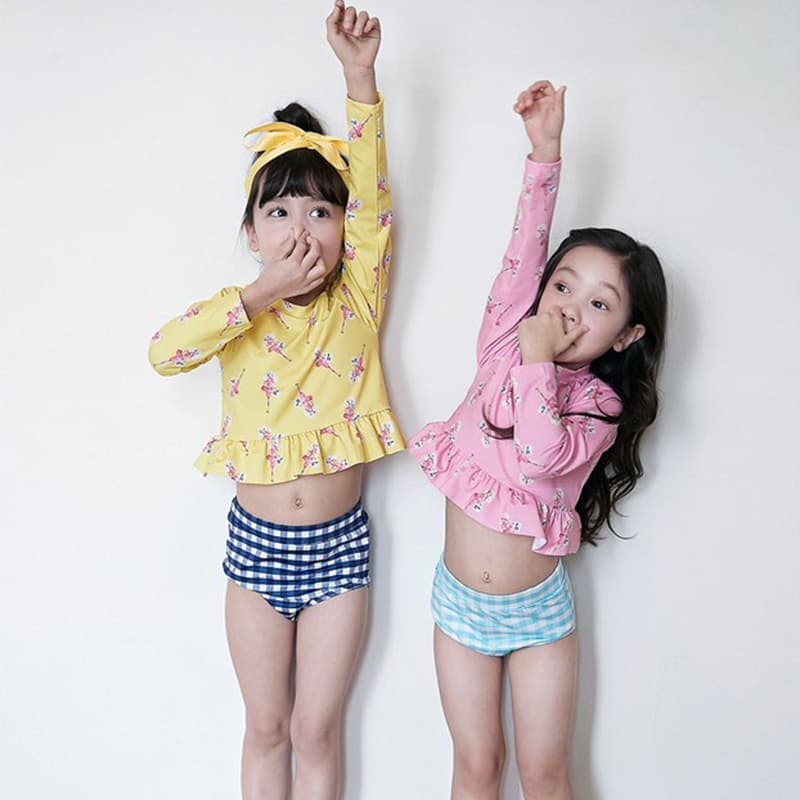 Children's split swimwear, cute keep warm long-sleeve, princess style