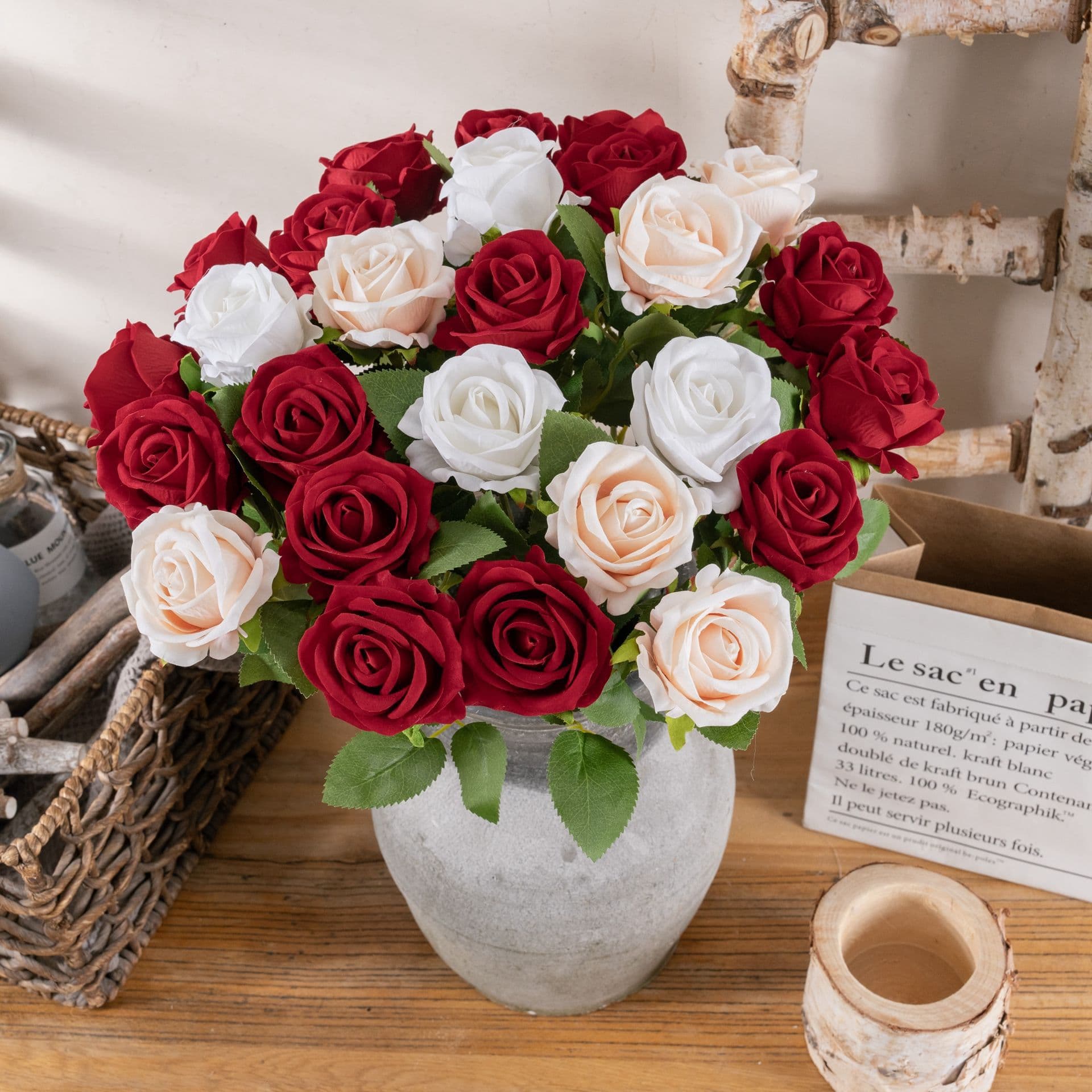 Pearl INS Velvet Rose Artificial Flower Manufacturer Home Decoration Festival Wedding Wall Plant Wall Artificial Flower Cross-Border 2