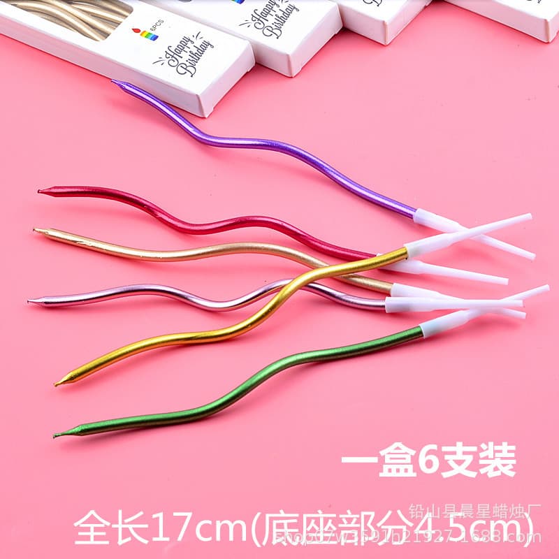 Birthday curve candle colorful golden silver twisted thread candle cake curve curve curved candle 3