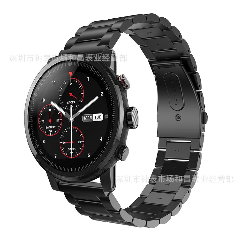 Applicable to Huami Amazfit2 Stainless Steel Sanzhu Band Amazfit Stratos 2 metal wristband 22mm 3
