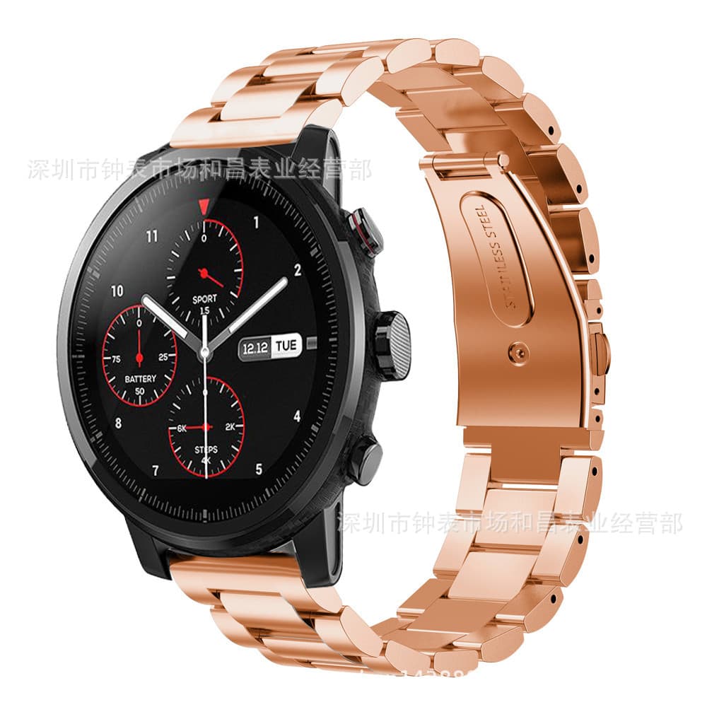 Applicable to Huami Amazfit2 Stainless Steel Sanzhu Band Amazfit Stratos 2 metal wristband 22mm 4