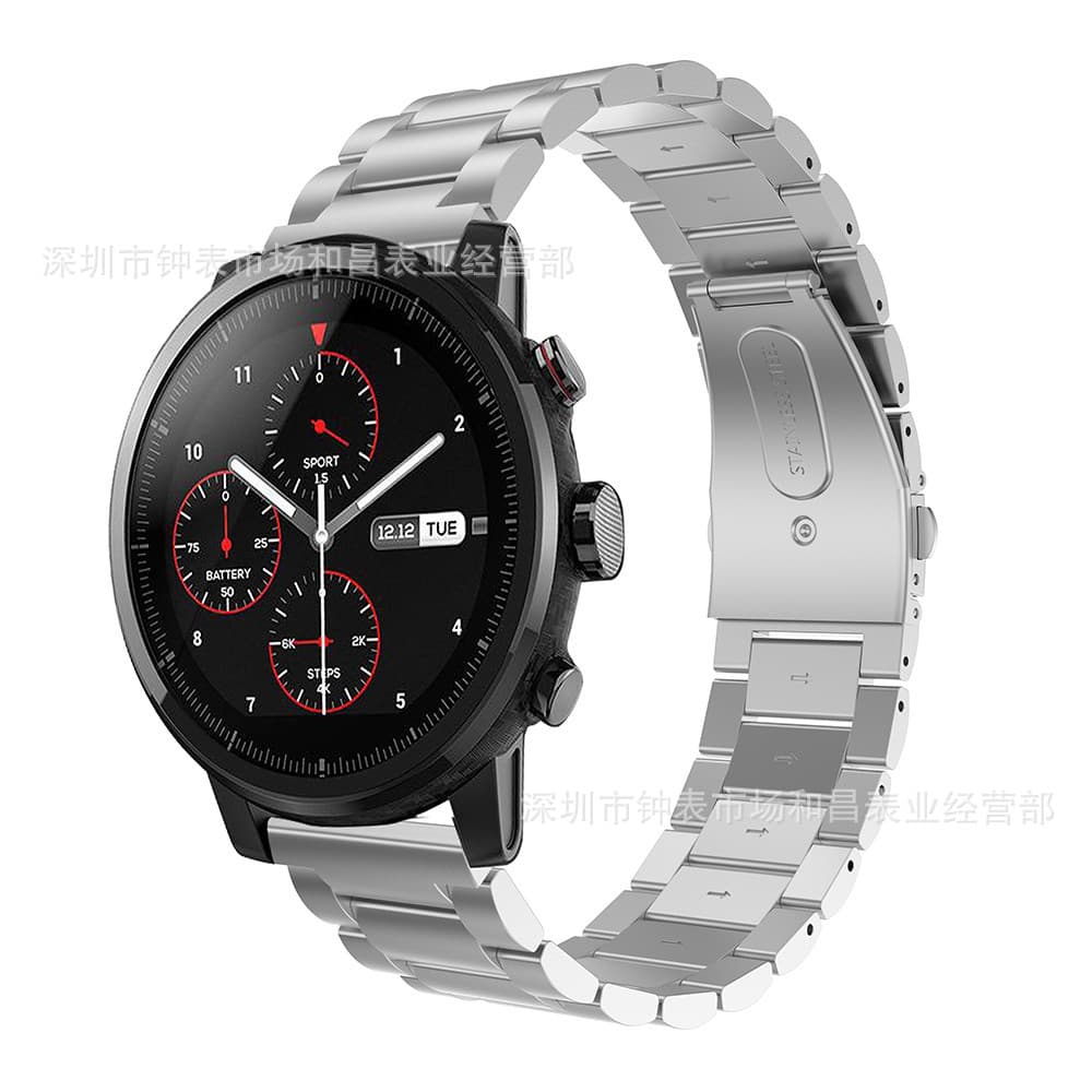 Applicable to Huami Amazfit2 Stainless Steel Sanzhu Band Amazfit Stratos 2 metal wristband 22mm 5