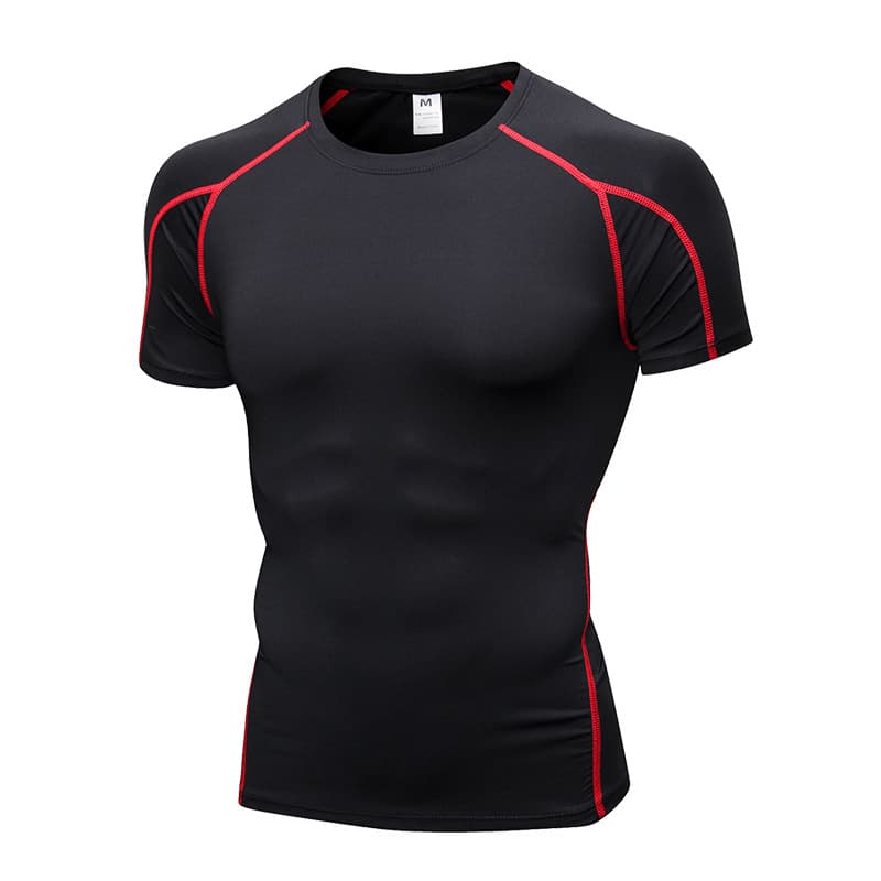 Summer travel elastic sports suit for training for gym, quick dry T-shirt, tight, for running, with short sleeve, with your logo imprint 3