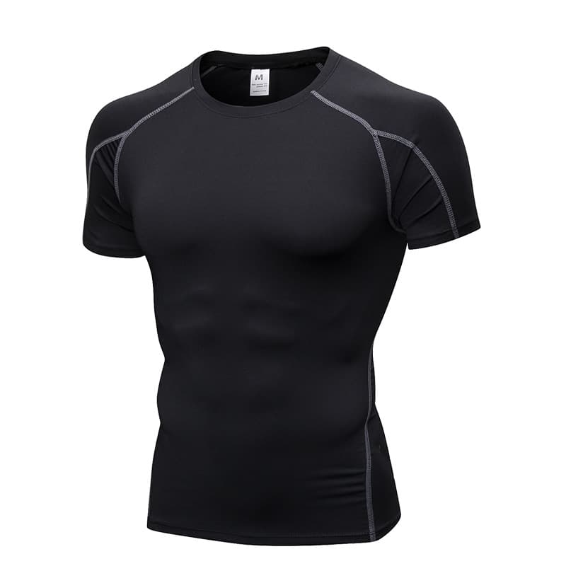 Summer travel elastic sports suit for training for gym, quick dry T-shirt, tight, for running, with short sleeve, with your logo imprint 5