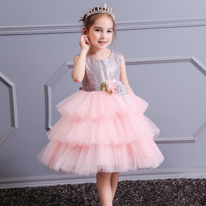 Children's dress, small princess costume with bow, fashionable girl's skirt, suit, European style, backless 1