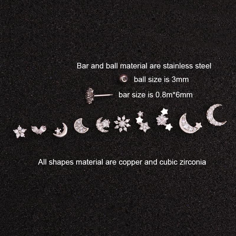 (Cross-border trading), earrings with zircon stainless steel, creative piercing, micro incrustation, flowered 2