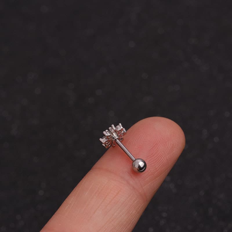 (Cross-border trading), earrings with zircon stainless steel, creative piercing, micro incrustation, flowered 3