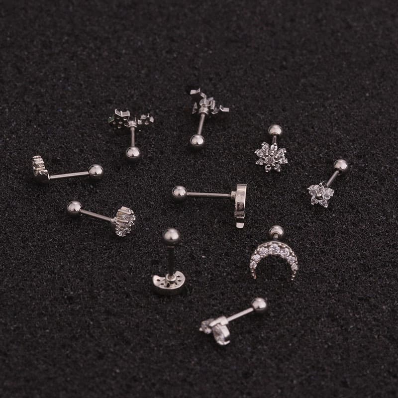 (Cross-border trading), earrings with zircon stainless steel, creative piercing, micro incrustation, flowered 4