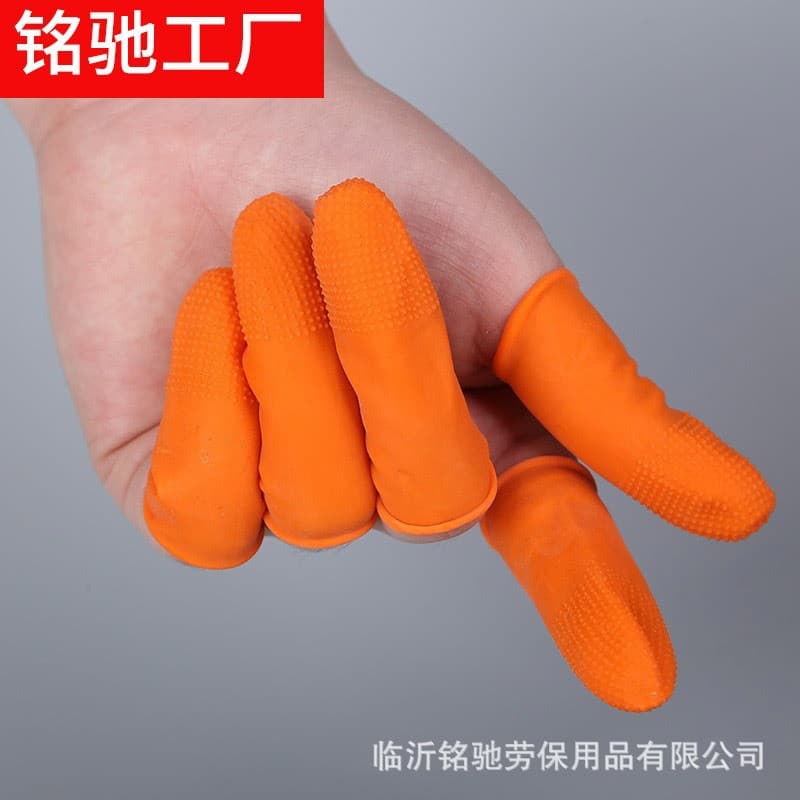 Disposable Latex Finger Cots, Thickened Rubber, Orange/White, Cut-Resistant, Non-Slip 4