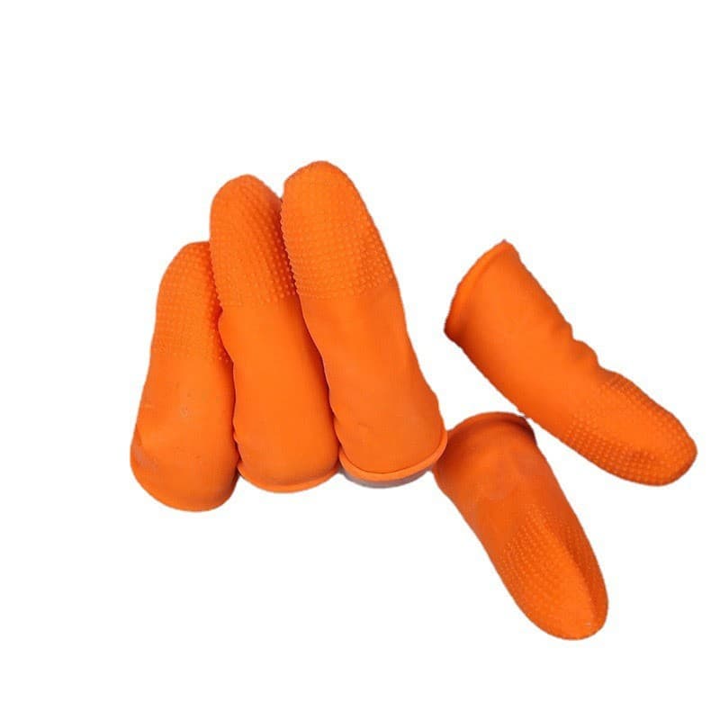 Disposable Latex Finger Cots, Thickened Rubber, Orange/White, Cut-Resistant, Non-Slip 5