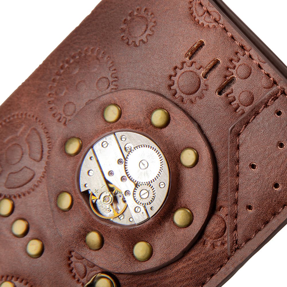 Long retro wallet, fashionable universal small clutch bag, punk style 4