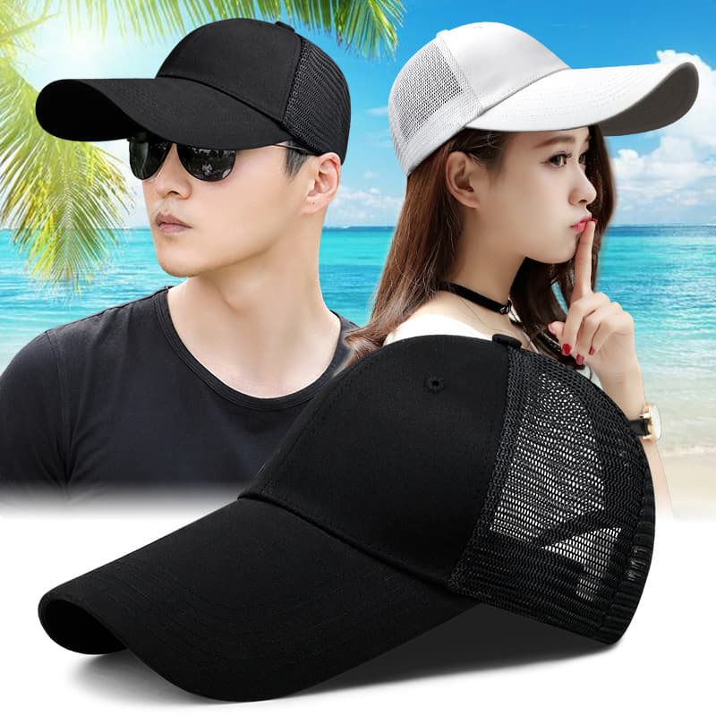 Summer long hat, baseball cap solar-powered, breathable hair mesh, sun protection