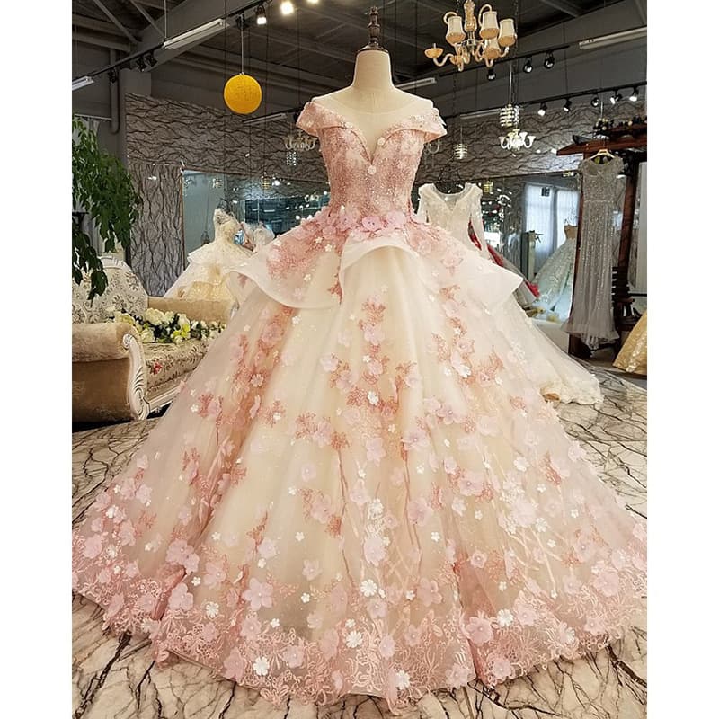Fuchsia small princess costume for bride, Korean fitted wedding dress, evening dress, open shoulders 4