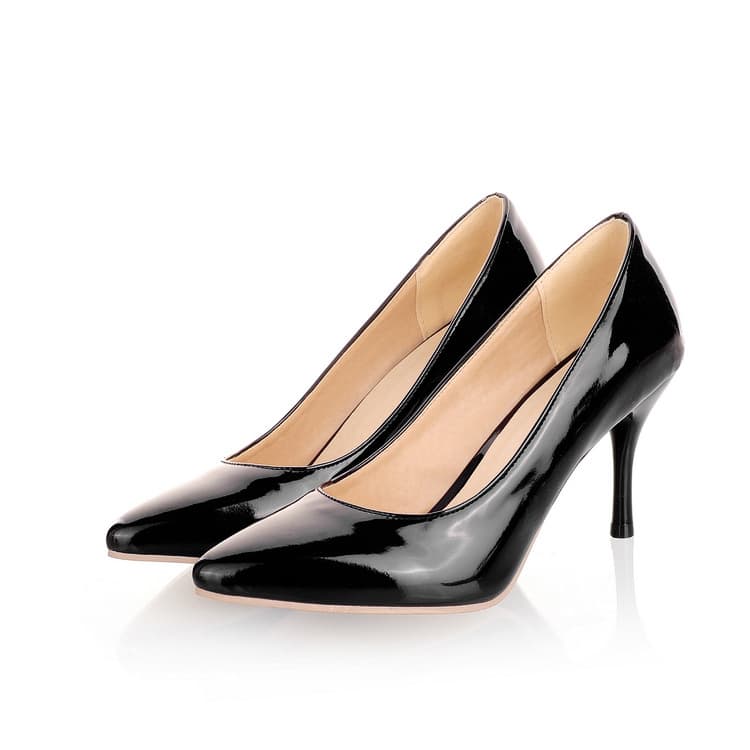 Foreign trade pointed female high -heeled shoes patent leather fine heel net red high heels single shoes lazy versatile full -line commute women's shoes 2