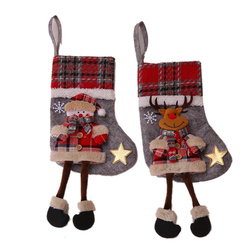Cross -border Christmas Mid -Number Plaid Socks Christmas Tree Towel Children's Festival Candy Bag Home Decoration Products Wholesale 5