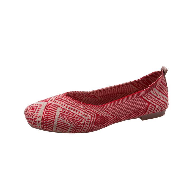 Manufacturer direct supply of knitted soft sole beanie shoes flying woven shoes for women flat sole spring breathable shallow mouth single princess shoes 5