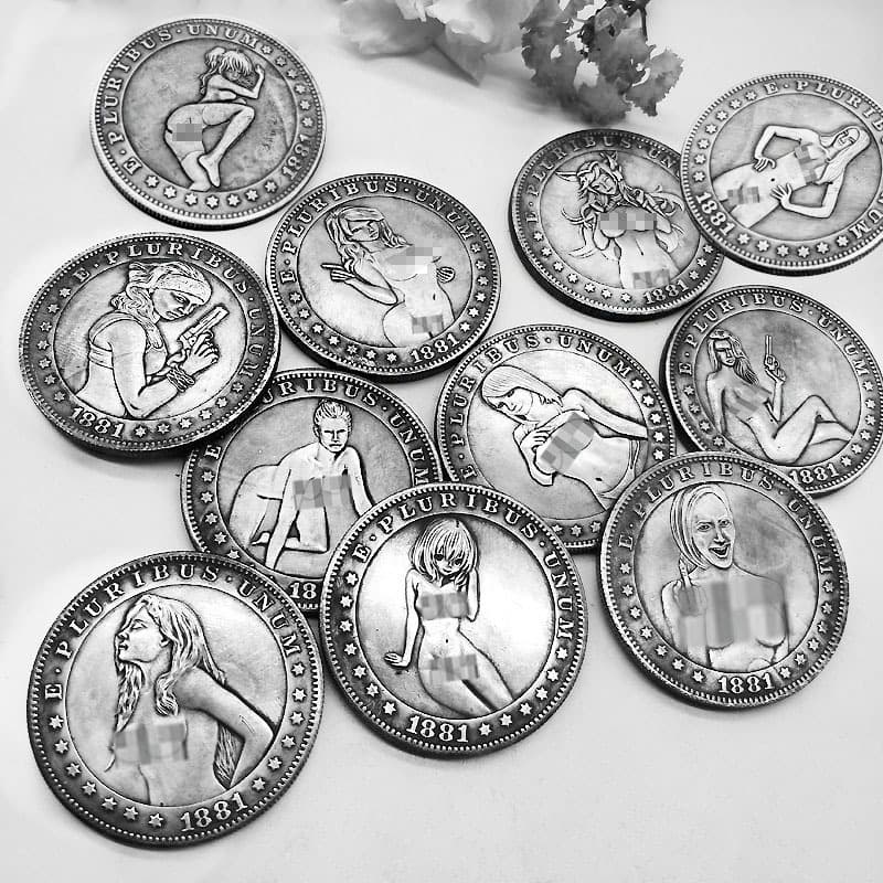 Antique sexy coins, copper silver coin, USA 1